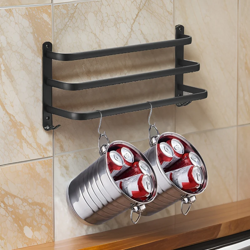 Handdoekenrek Wandmontage Aluminium 2 of 3 Stangen Badkamer Ruimtebesparend Design Handdoekhouder Modern | Sansoti
