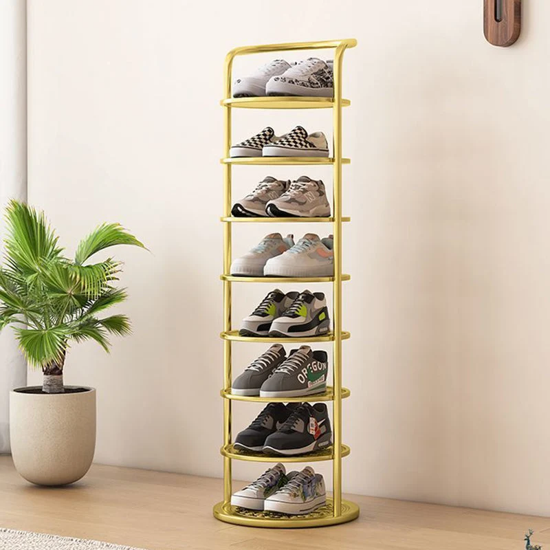 Rond Schoenenrek Meerlaags Verticaal Staal Hal Slaapkamer Garderobekast Opbergruimte Minimalistisch Design | Sansoti