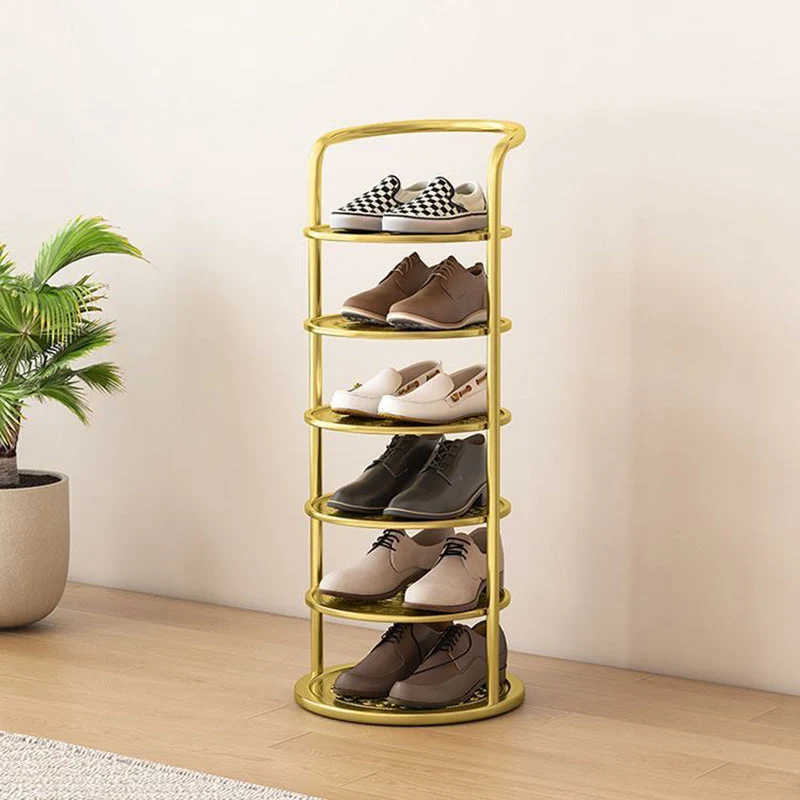 Rond Schoenenrek Meerlaags Verticaal Staal Hal Slaapkamer Garderobekast Opbergruimte Minimalistisch Design | Sansoti