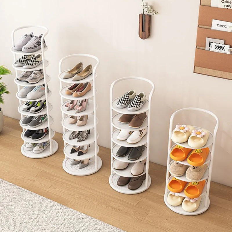 Rond Schoenenrek Meerlaags Verticaal Staal Hal Slaapkamer Garderobekast Opbergruimte Minimalistisch Design | Sansoti
