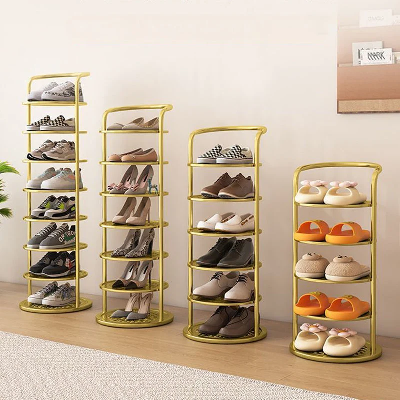 Rond Schoenenrek Meerlaags Verticaal Staal Hal Slaapkamer Garderobekast Opbergruimte Minimalistisch Design | Sansoti