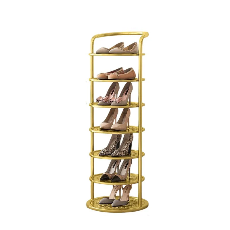 Rond Schoenenrek Meerlaags Verticaal Staal Hal Slaapkamer Garderobekast Opbergruimte Minimalistisch Design | Sansoti