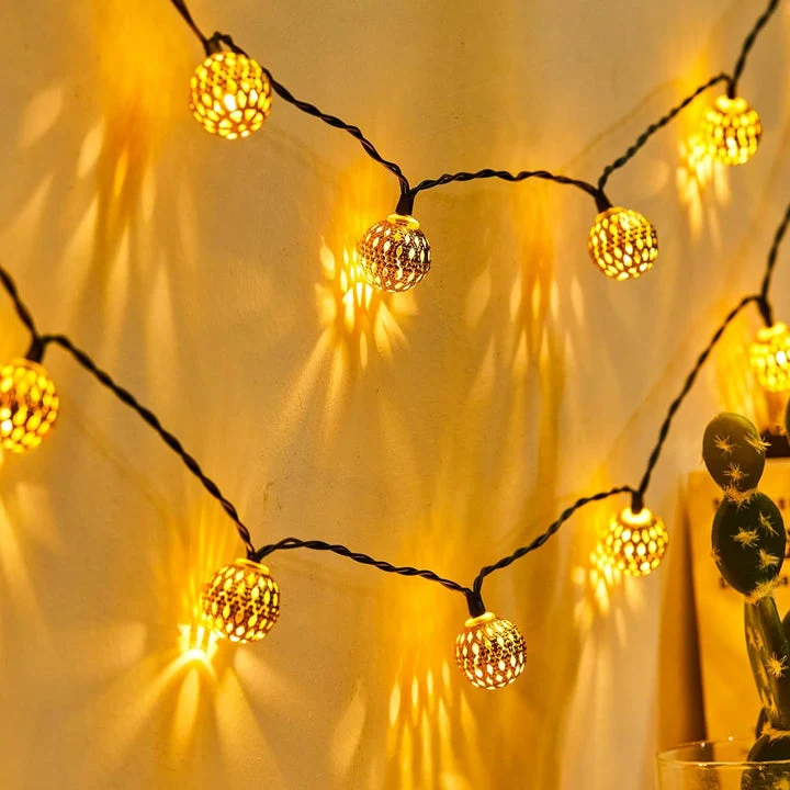 Zonne-energie Lichtsnoer met Marokkaanse Bollen Tuinverlichting 5-12m Warm Wit LED Sfeerverlichting Outdoor | Sansoti