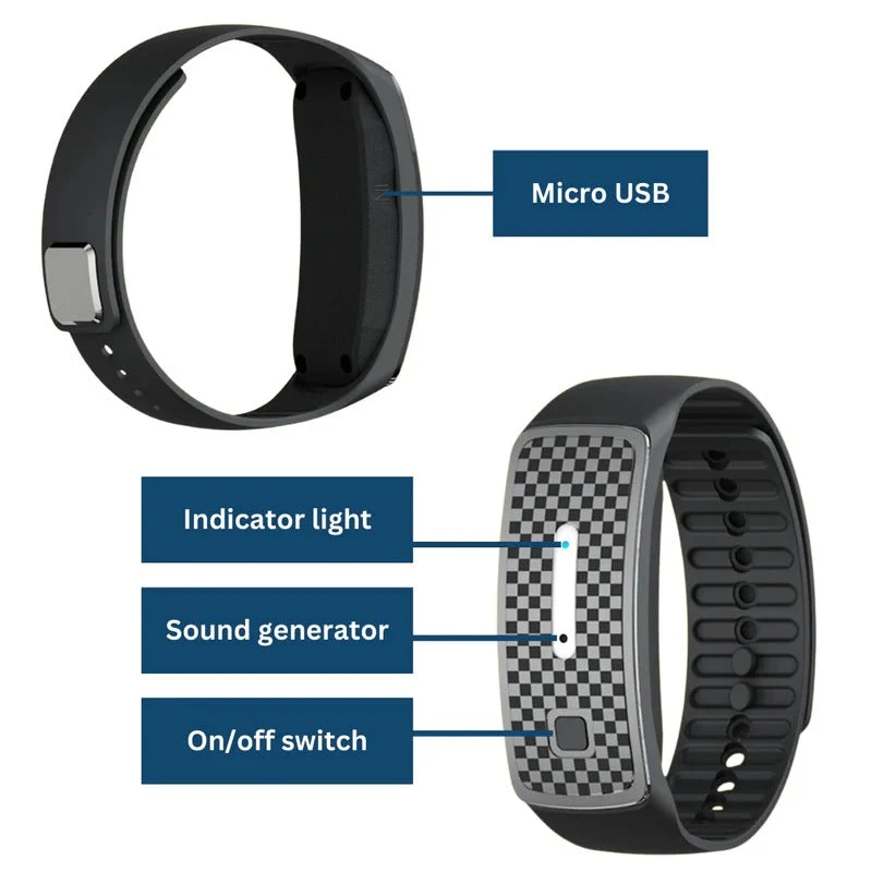 Anti-Muggen Armband Ultrasonisch Afweersysteem Oplaadbaar Waterdicht Verstelbaar Outdoor Camping Wandelen | Sansoti