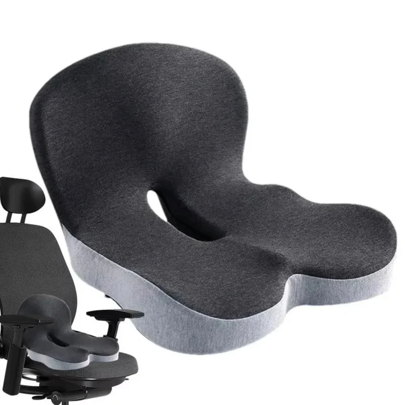 Ergonomisch Zitkussen Memory Foam met Lendensteun voor Kantoorstoel Auto Thuis Werken 44x42x32cm Comfortabel | Sansoti
