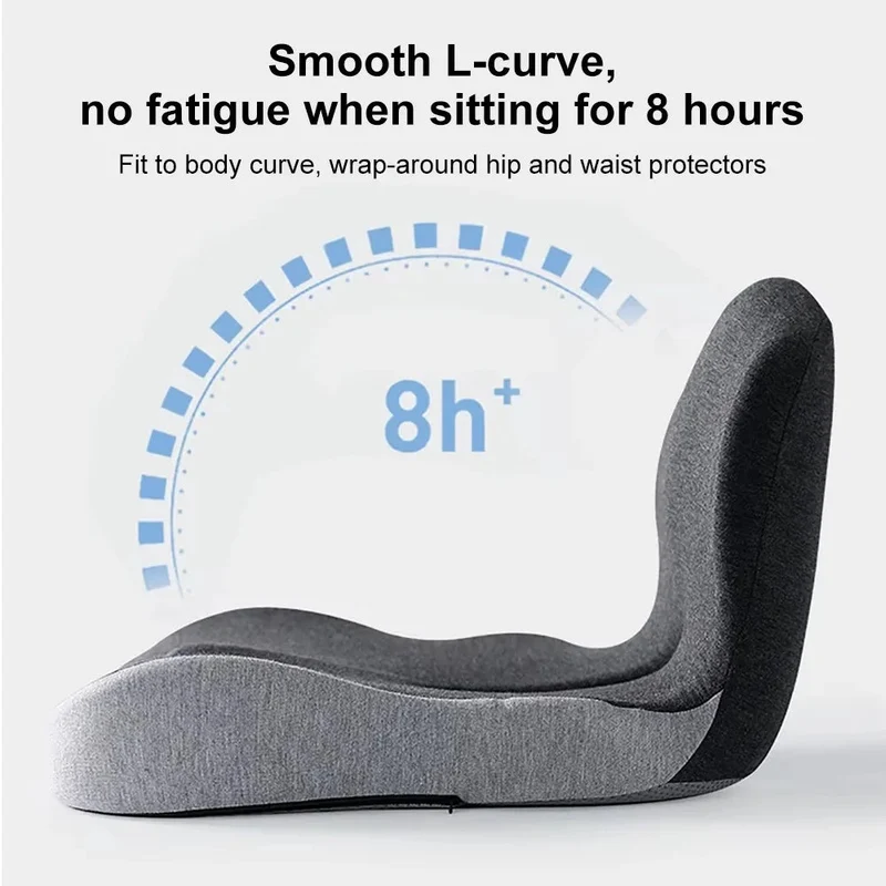 Ergonomisch Zitkussen Memory Foam met Lendensteun voor Kantoorstoel Auto Thuis Werken 44x42x32cm Comfortabel | Sansoti