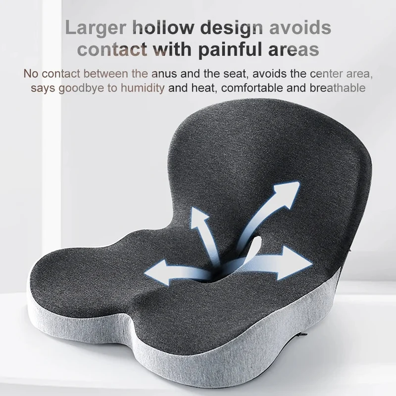 Ergonomisch Zitkussen Memory Foam met Lendensteun voor Kantoorstoel Auto Thuis Werken 44x42x32cm Comfortabel | Sansoti