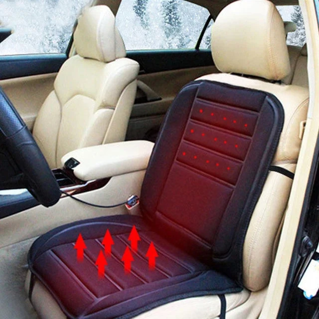 Verwarmde Autostoelhoes Zwart Universeel Volledige Bedekking 12V 45W Comfortabel Warm Winterrijden Auto | Sansoti