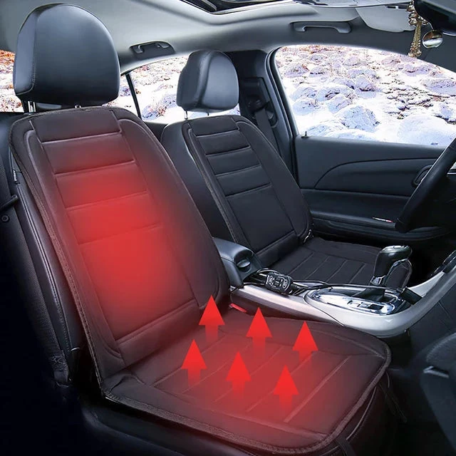 Verwarmde Autostoelhoes Zwart Universeel Volledige Bedekking 12V 45W Comfortabel Warm Winterrijden Auto | Sansoti