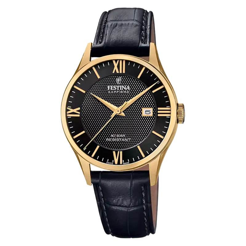 Festina F20010/4 Herren Armbanduhr Schwarz • Saphirglas • Swiss Made Quarzwerk