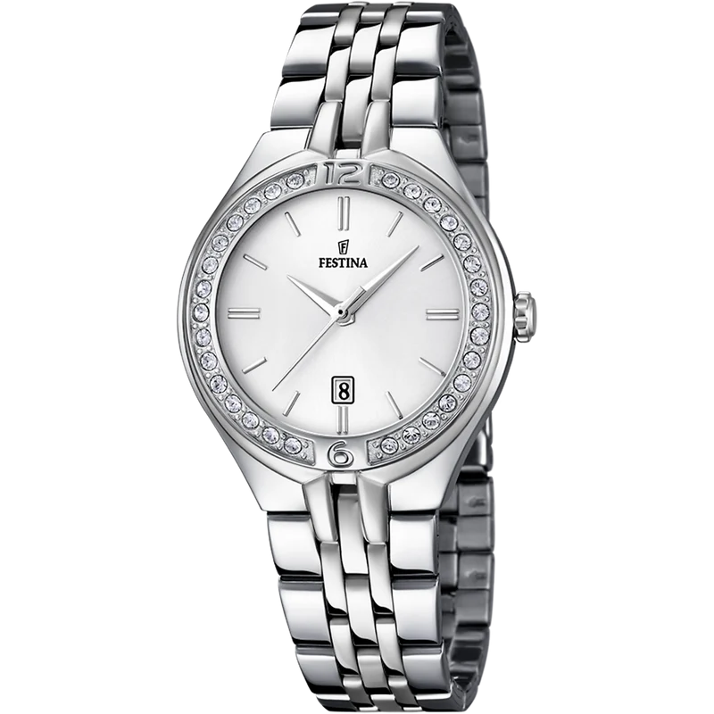 Festina Mademoiselle F16867/1 Damen Armbanduhr Silber • Mineralglas • Zirkonia-Besatz