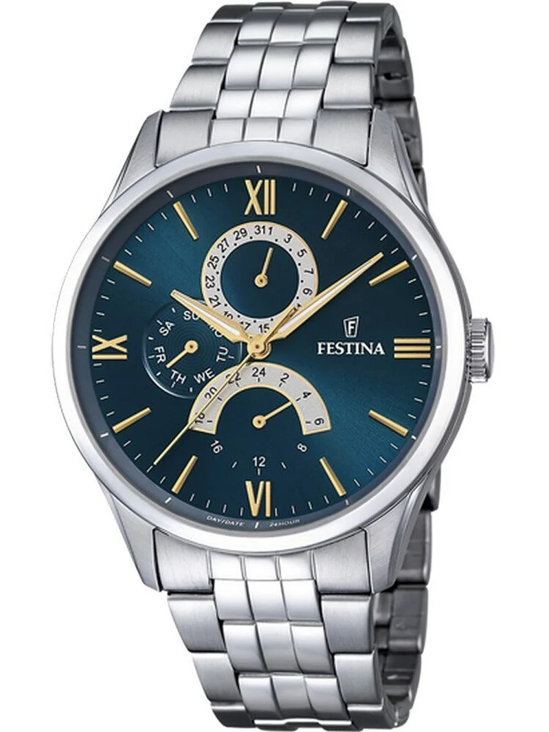 Festina Retro F16822/A Herrenuhr Blau • Miyota Quarzwerk • Edelstahlarmband