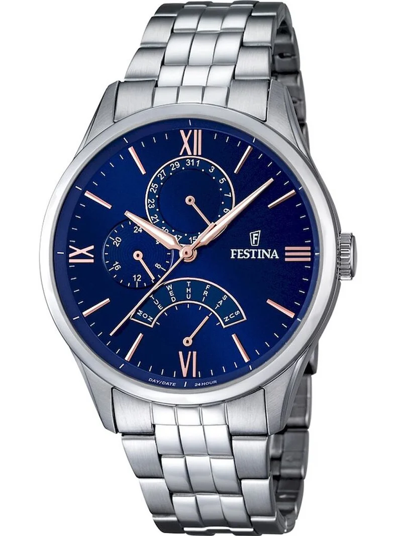Festina Retro F16822/3 Herrenuhr Blau • Mineralglas • Multifunktions-Quarzwerk