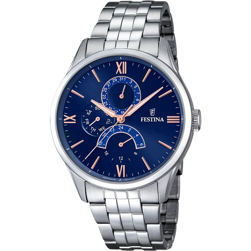 Festina Retro F16822/3 Herrenuhr Blau • Mineralglas • Multifunktions-Quarzwerk