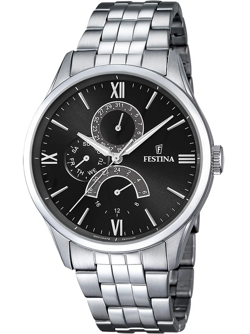 Festina Retro F16822/4 Herrenuhr Schwarz • Multifunktionswerk • Mineralglas