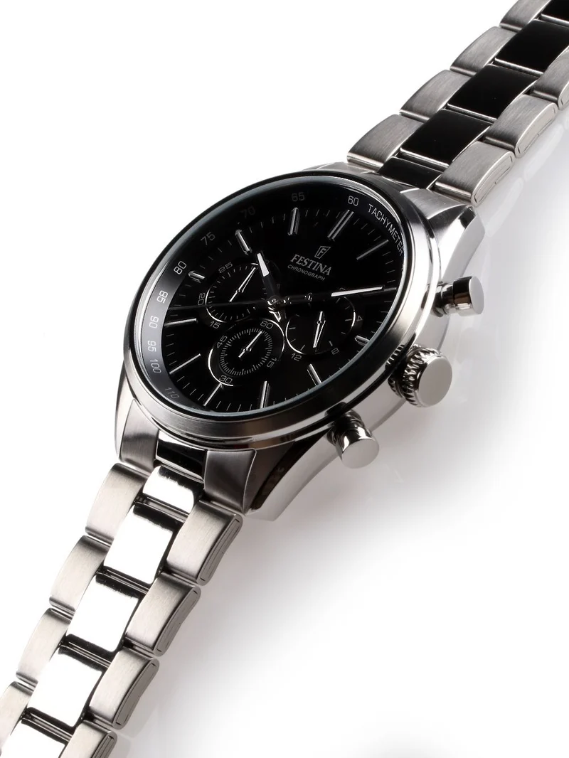 Festina F16820/4 Sport Chronograph Herrenuhr Schwarz • Mineralglas • Edelstahlarmband