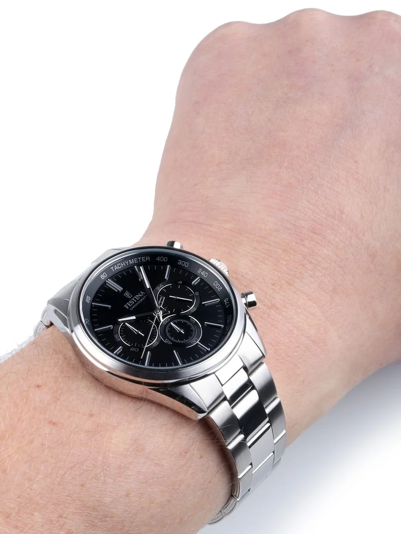 Festina F16820/4 Sport Chronograph Herrenuhr Schwarz • Mineralglas • Edelstahlarmband
