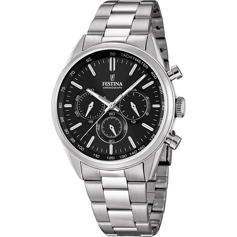 Festina F16820/4 Sport Chronograph Herrenuhr Schwarz • Mineralglas • Edelstahlarmband