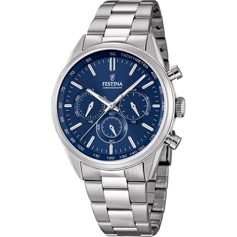 Festina Timeless Chronograph F16820/2 Herrenuhr Blau • Chronograph • Mineralglas