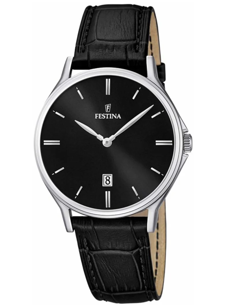 Festina Classics F16745/5 Herrenuhr Schwarz • Mineralglas • Echtlederarmband