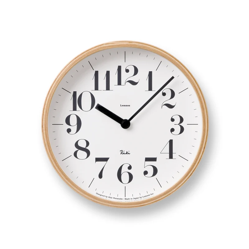 Lemnos Riki Clock WR-0401S Wanduhr Weiß • Japanisches Design • Sperrholz-Gehäuse