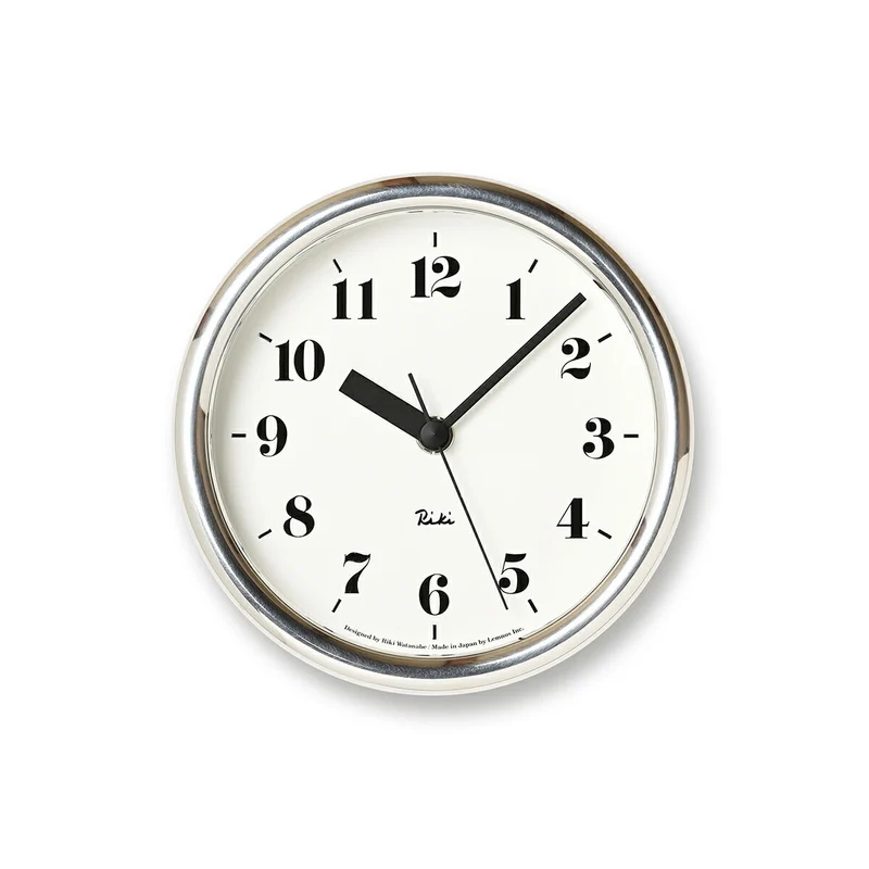 Lemnos Riki Aluminium Clock WR06-29 Wanduhr Silber • Sweep-Quarzwerk • Wand- und Tischnutzung