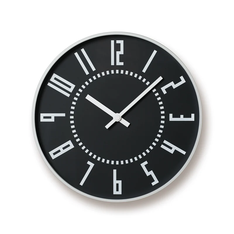 Lemnos Eki Clock TIL16-01-BK Wanduhr Schwarz • Geräuschloses Quarzwerk • Japanisches Stationsuhren-Design