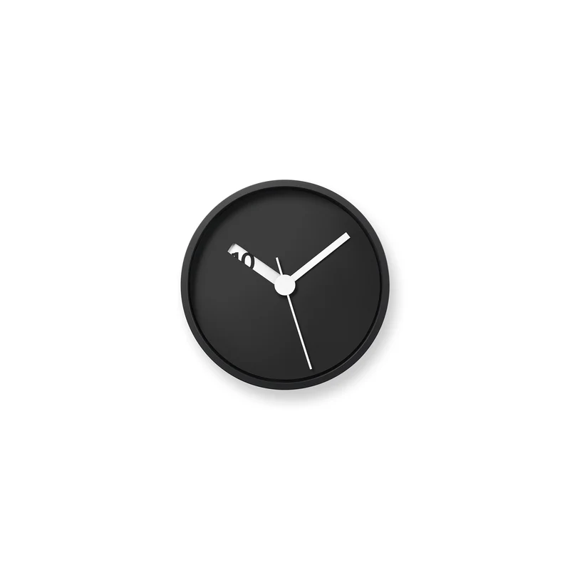 Lemnos Extra Normal RM24-07-BK Wanduhr Schwarz • Geräuschloses Sweep-Uhrwerk • Fenster-Stundenzeiger