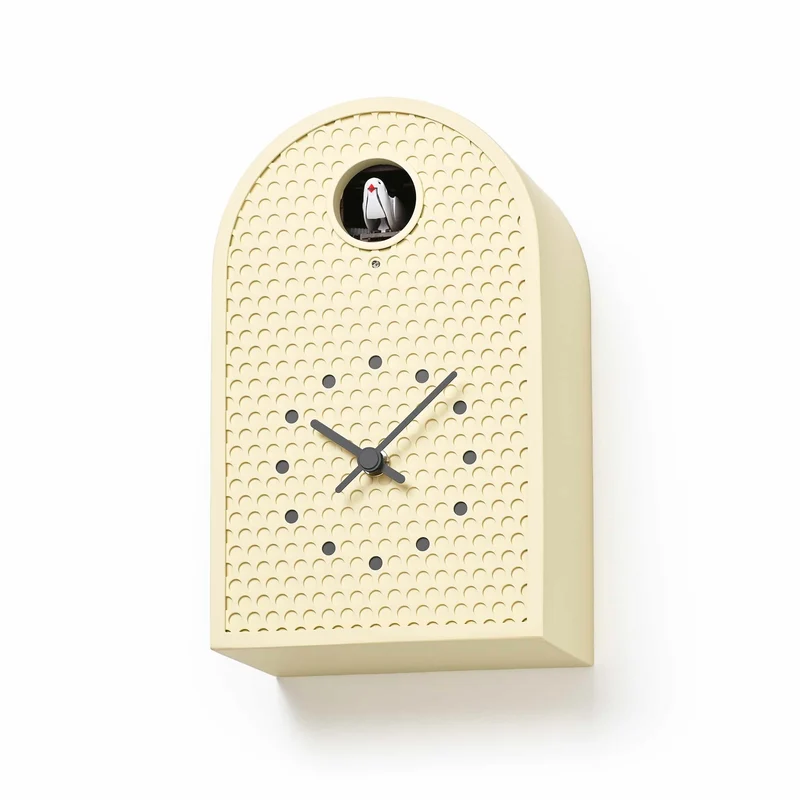 Lemnos COO RF25-04-IV Wanduhr Creme • Kuckucksuhr mit Lichtsensor • Japanisches Design