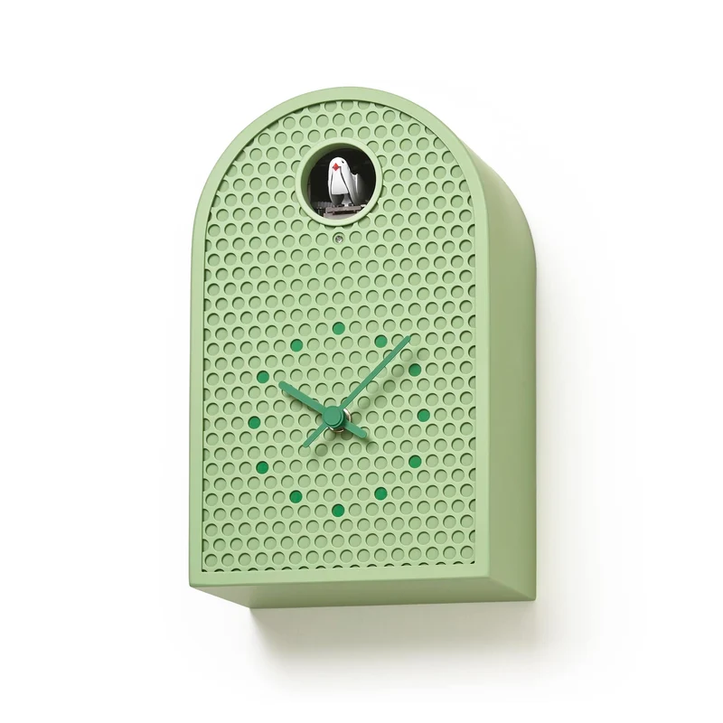 Lemnos COO RF25-04-GN Wanduhr Grün • Kuckucksuhr mit Lichtsensor • Modernes Design
