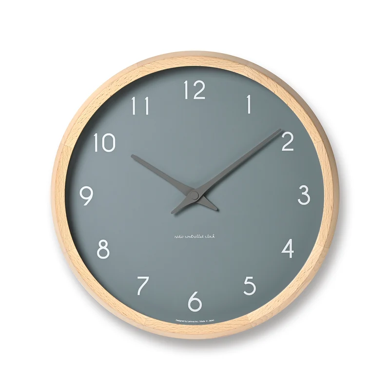 Lemnos Campagne couleur PC24-03-BL Wanduhr Blau • Buchenholz-Rahmen • Geräuschloses Quarzwerk