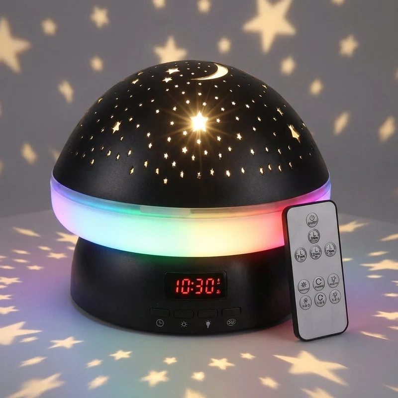 Roterende Sterrenhemel Projector met Oplaadbare Accu Nachtlamp LED Meerkleurig Timer Sfeerlicht Kinderkamer | Sansoti