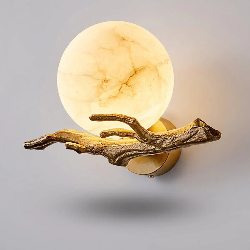 Wandlamp met Marmer Effect en LED Verlichting voor Sfeervolle Interieurverlichting Woonkamer Slaapkamer | Sansoti