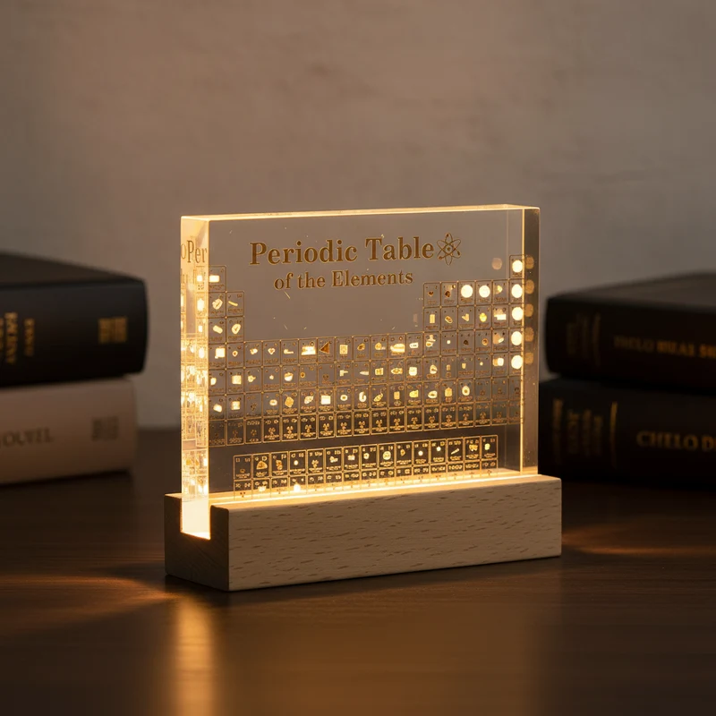Periodiek Systeem Display met LED Verlichting Educatieve Tafeldecoratie Wetenschappelijke Presentatie Chemie | Sansoti