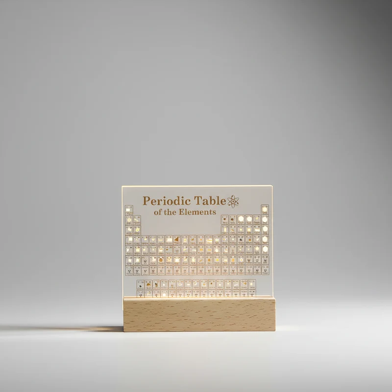 Periodiek Systeem Display met LED Verlichting Educatieve Tafeldecoratie Wetenschappelijke Presentatie Chemie | Sansoti