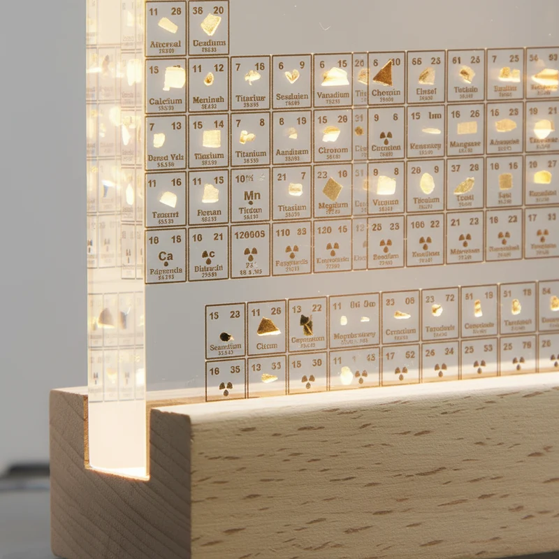 Periodiek Systeem Display met LED Verlichting Educatieve Tafeldecoratie Wetenschappelijke Presentatie Chemie | Sansoti
