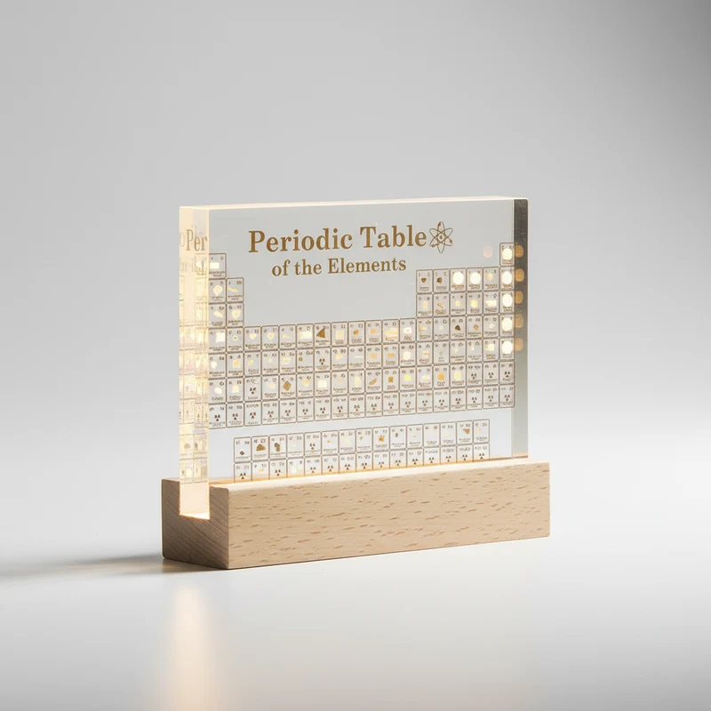 Periodiek Systeem Display met LED Verlichting Educatieve Tafeldecoratie Wetenschappelijke Presentatie Chemie | Sansoti