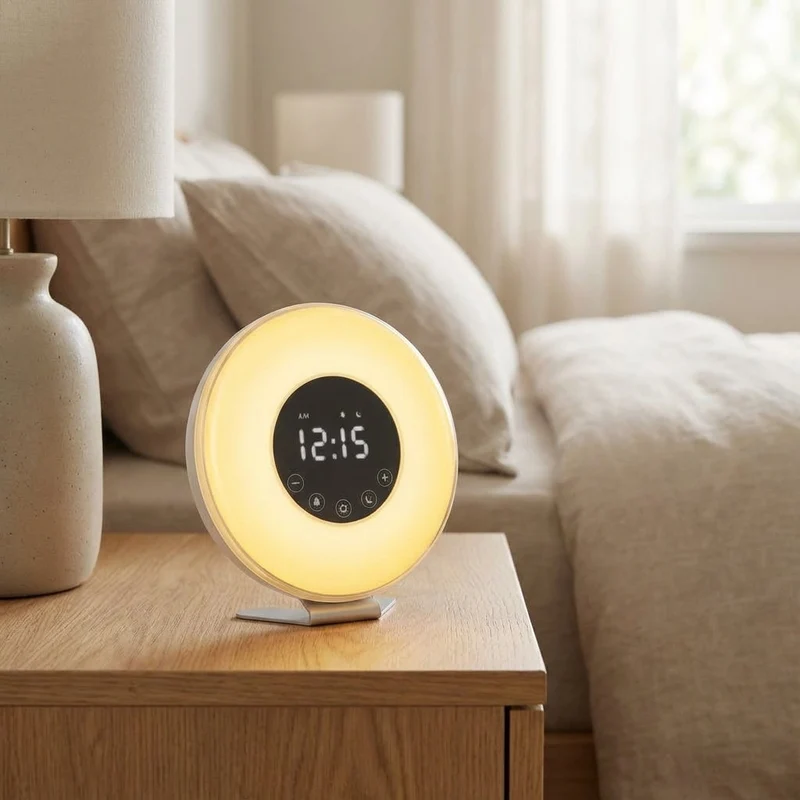 Wekker met Zonsopkomst Simulatie en Natuurgeluiden 20 Helderheidsstanden Slaaplamp Wit Geluid Wake-up Light | Sansoti