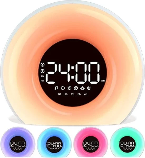 Wekker met Zonsopkomst Simulatie en Natuurgeluiden 20 Helderheidsstanden Slaaplamp Wit Geluid Wake-up Light | Sansoti