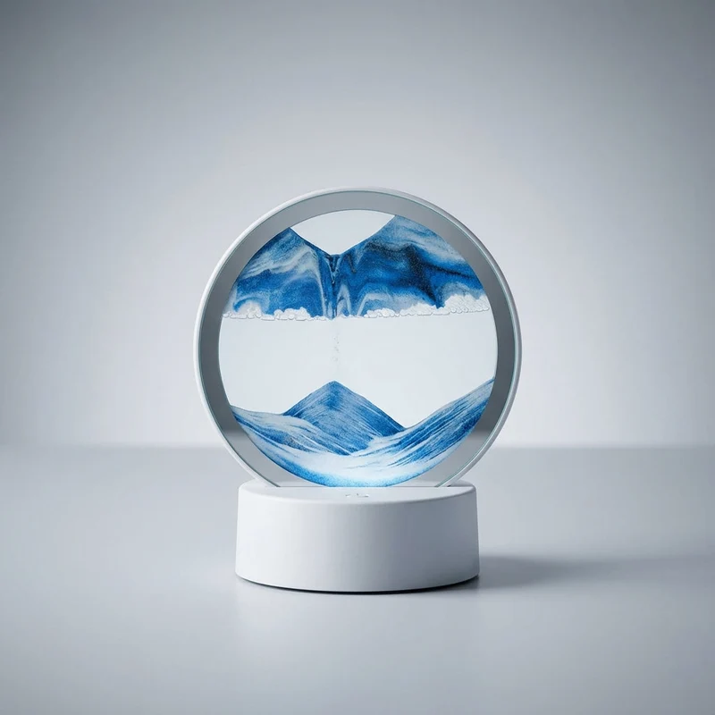 Ronde Zandkunst Lamp met LED Verlichting Cirkel Decoratielamp Bewegend Zand Tafelverlichting Sfeerverlichting | Sansoti