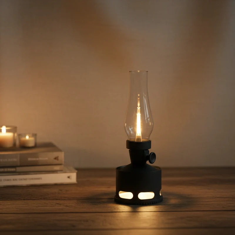Oplaadbare Vintage Lantaarn LED met Kantelbeveiliging en Blaas-Uitfunctie 4000mAh Batterij 10 Lichtstanden | Sansoti