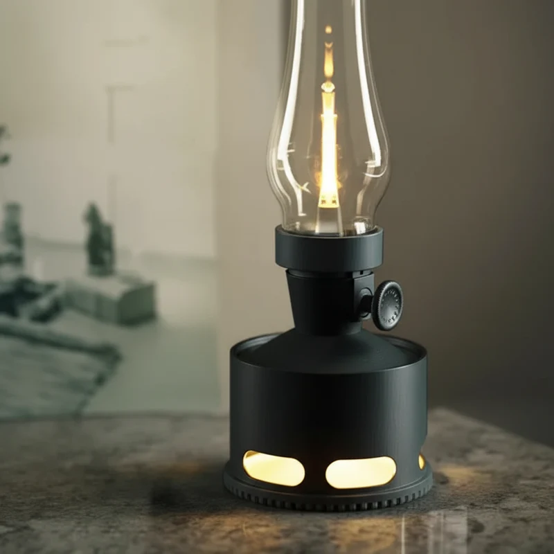 Oplaadbare Vintage Lantaarn LED met Kantelbeveiliging en Blaas-Uitfunctie 4000mAh Batterij 10 Lichtstanden | Sansoti