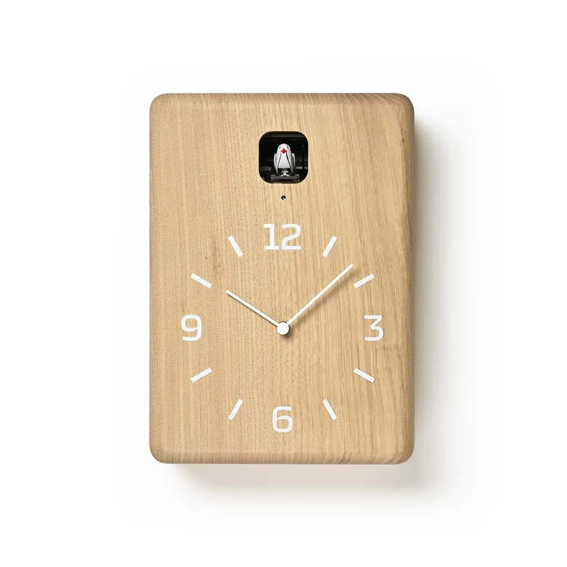 Lemnos Cucu NY25-08-NT Wanduhr Natur • Kuckucksruf mit Lichtsensor • Kastanienholz aus Japan