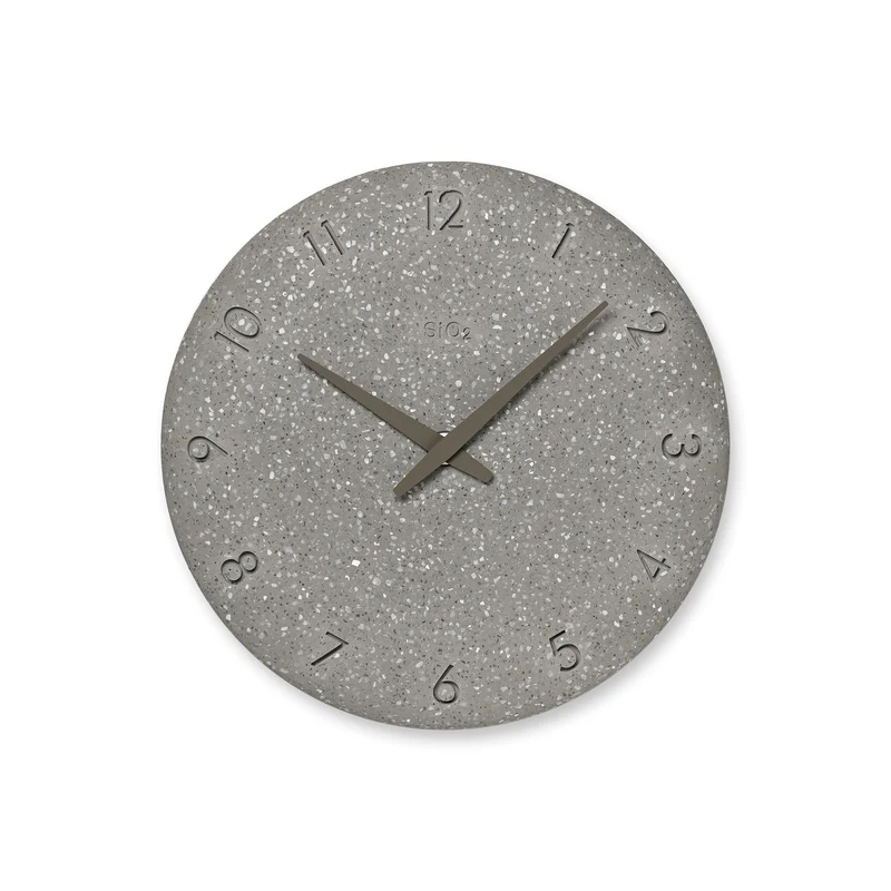 Lemnos SiO2 Clock "Washed finish" NY23-06-GY Wanduhr Grau • Geräuschloses Quarzwerk • Japanisches Steindesign