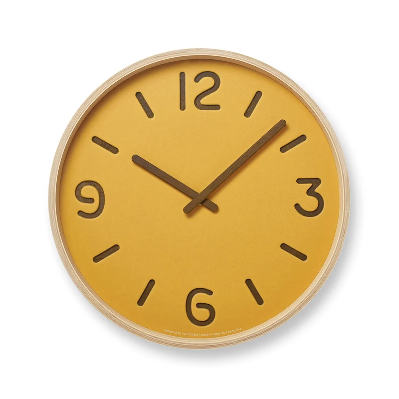 Lemnos Thomson Paper NY18-15-YE Wanduhr Gelb • Japanisches Papierzifferblatt • Modernes Design