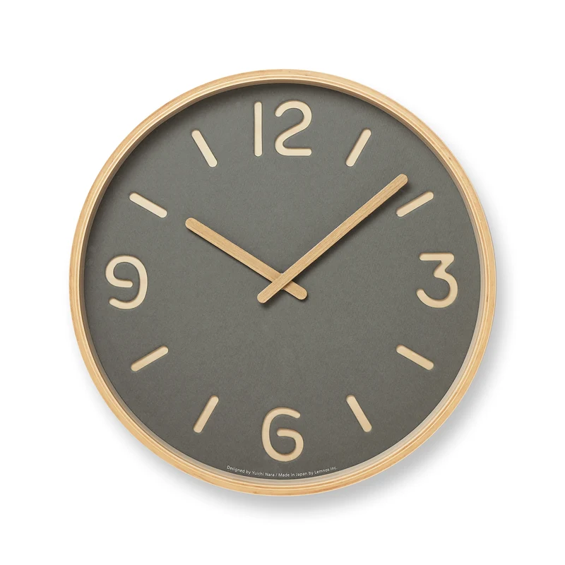 Lemnos Thomson Paper NY18-15-GY Wanduhr Grau • Geräuschloses Sweep-Uhrwerk • Japanisches Design