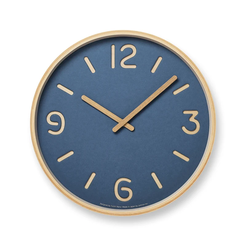 Lemnos Thomson Paper NY18-15-BL Wanduhr Blau • Geräuschloses Sweep-Uhrwerk • Japanisches Design