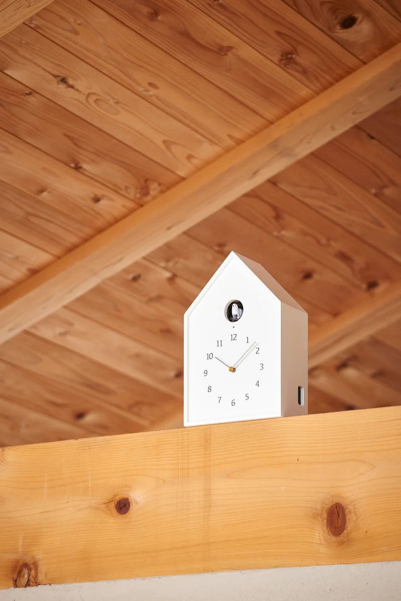 Lemnos Birdhouse Clock NY16-12-NT Wanduhr Natur • Kuckucksruf mit Lichtsensor • Japanisches Design