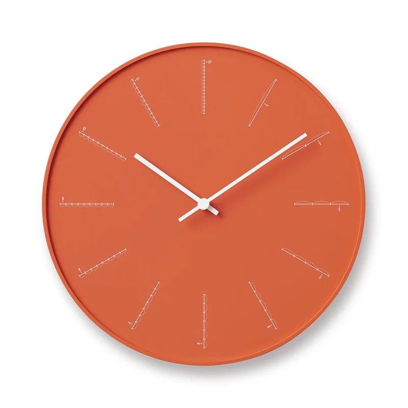 Lemnos Divide NL17-01-OR Wanduhr Orange • Japanisches Designkonzept • Geräuschloses Quarzwerk