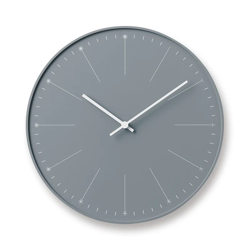 Lemnos Dandelion NL14-11-GY Wanduhr Grau • Geräuschloses Quarzwerk • Pusteblumen-Design